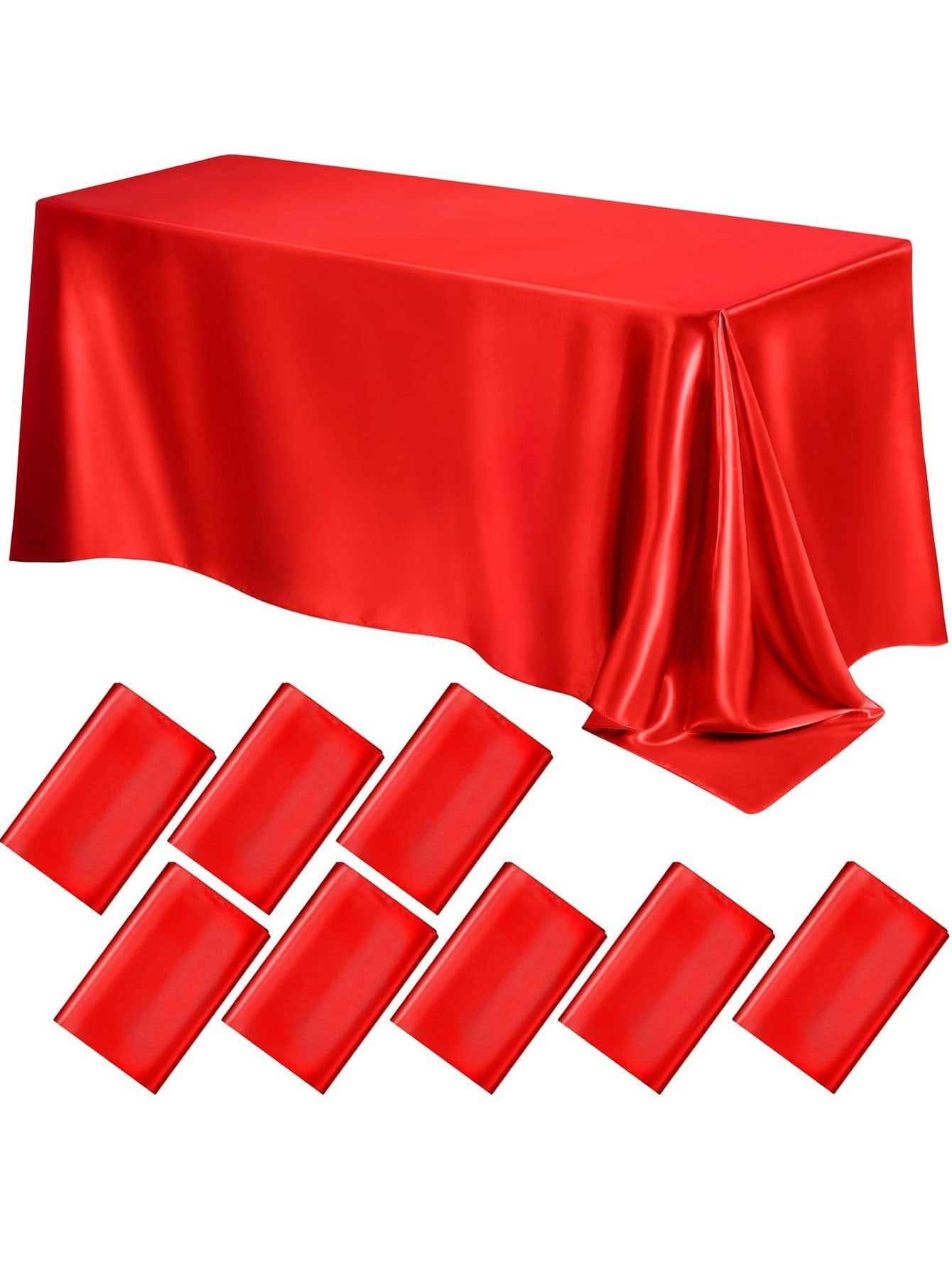 1pc Red satin tablecloth Birthday wedding banquet restaurant festive party served with dining table cover