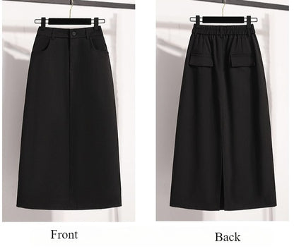 Suit Half-body Skirt Women's Large Size Autumn New Fashion Elegant Commuting Medium-length Package Hip Skirts Loose A-line Skirt