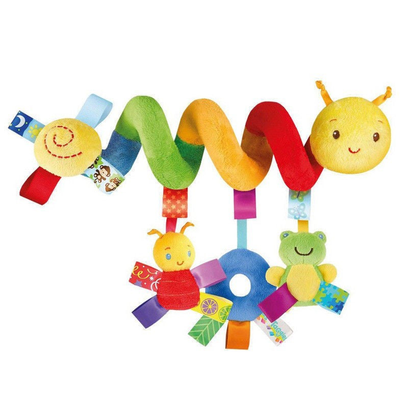 Baby Plush Hanging Toy Cartoon Cute Animals Shapes Prams Stroller Bed Spiral Activity Hanging Toys Colorful Soothing Rattles Toy