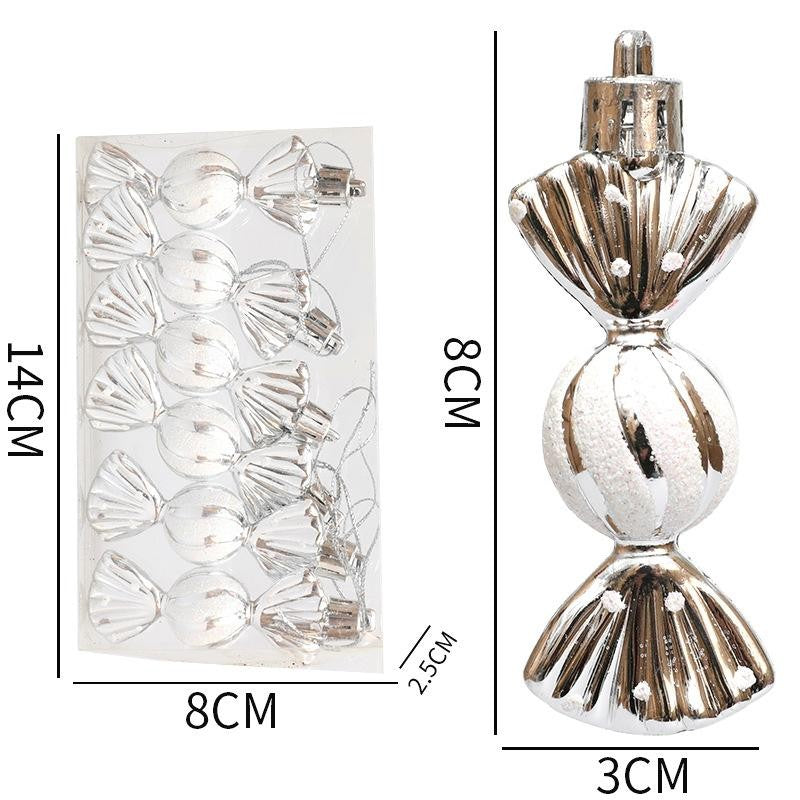 6PCS/Box DIY Christmas Tree Decoration Pendant Electroplating Candy Xmas Ball Window Door Hanging Ball 2025 Happy New Year
