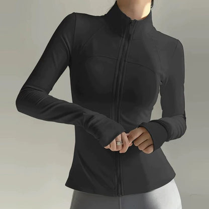 Women's High-End Yoga Fitness Jacket Autumn Stand Collar Long Sleeve Windproof Sports Running Training Top