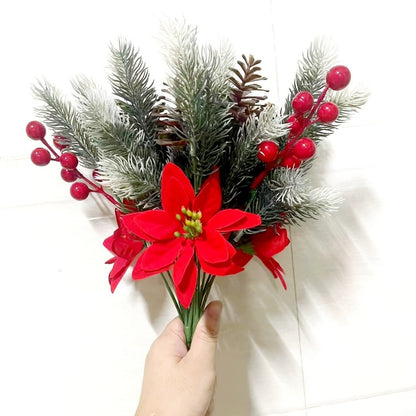Artificial Flowers Maintenance-Free Christmas Bouquet Red Berry Decoration Festive Holiday Artificial Flowers For Festive Home