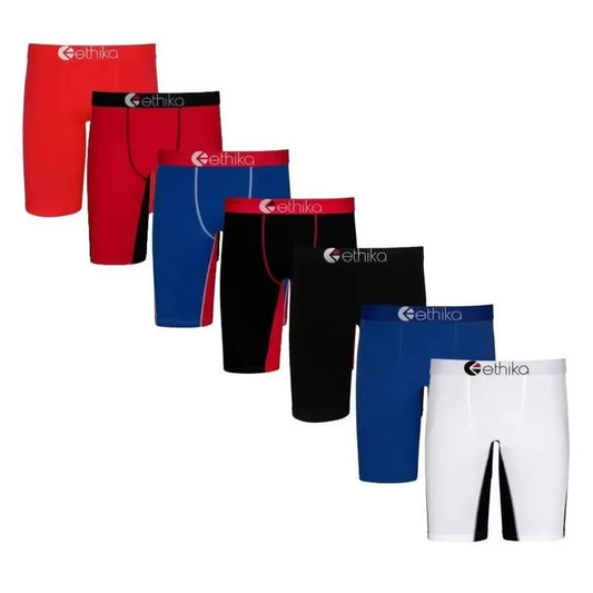 ETHIKA Men'S Underwear Solid Color 100% Cotton Breathable Underware Casual Men Boxer Briefs Shorts Sweatpants Black Plus Size