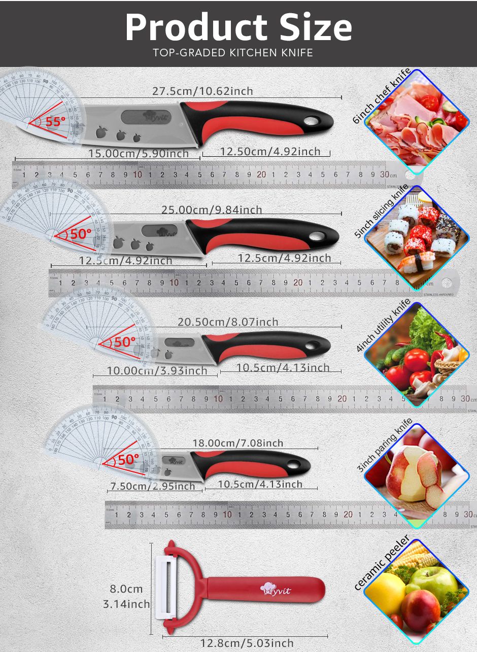Faca de Cozinha Chef Inoxidável Faca de Cerâmica para Frutas Faca Utilitária Doméstica para Fatiar Legumes Lâminas Pretas Afiadas para Cozinhar