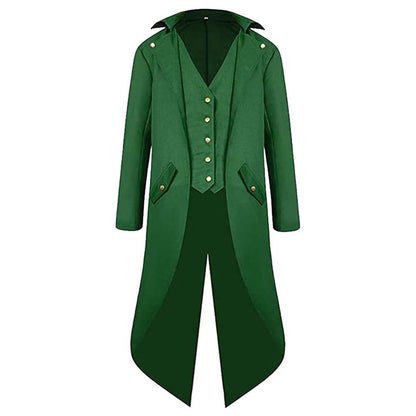St Patrick's Day Costume for Men Steampunk Retro Cosplay Jacket Coat Hat Men Male Disguise Outfits Halloween Carnival Party Suit