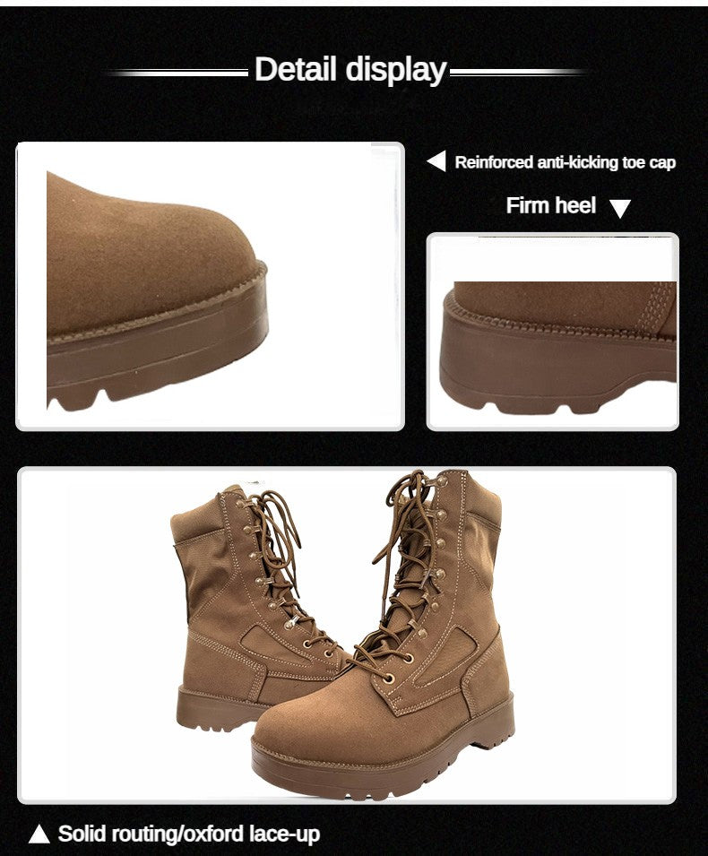 Novas Botas Táticas de Combate Masculinas de Couro para Homens, Botas Masculinas Respiráveis de Cano Curto para Caminhada ao Ar Livre e Deserto