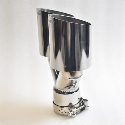 REMUS  Dual Exhaust Tip 3 Inch Inlet 3" outlet 9.5" Long Tail Pipe Double Wall Polished 304 Stainless Steel