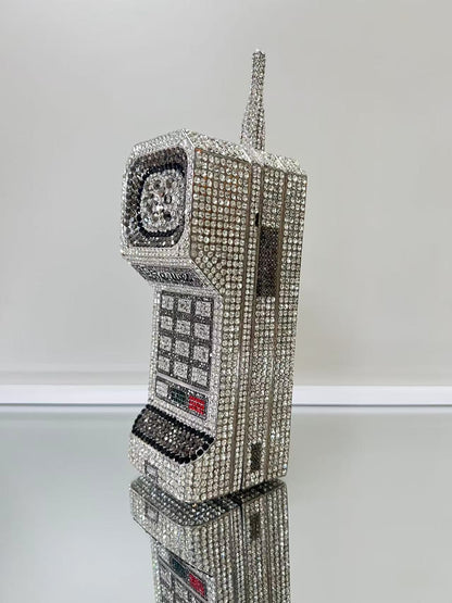 XIYUAN Newest Cellphone Shaped Rhinestone Evening Clutch Purse Luxury Diamond Wedding Party Bag Lady Pink Crystal Bridal Handbag