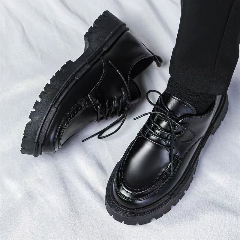 Thick Sole Formal Black Men Leather Shoes Luxury Brand Designer Platform Casual Shoes Wedding Dress Oxfords Shoes Men Work Shoes