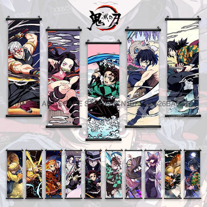 Demon Slayer Hanging Painting Decoração de Casa Kamado Tanjirou Arte de Parede Pôster de Anime Uzui Tengen Rolos de Lona Imagens Sala de Estar