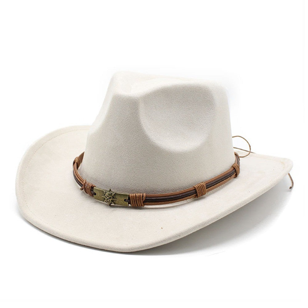 New Artificial Suede Cowboy Hats Big-edge Breathable Jazz Knight Hats Solid Color Party Cosplay Hat Spring