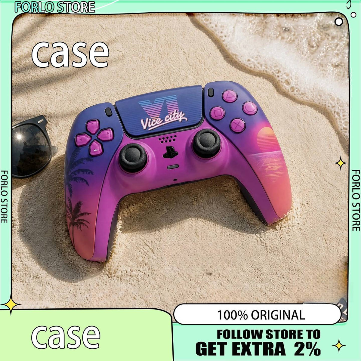 Sunset City PS5 Controller Shell Faceplate Cover with Touchpad Replacement for DualSense BDM-010 to BDM-060