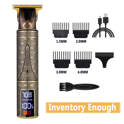 Electric Barber T9 Upgraded LCD Rechargeable Retro Oil Head Carving Electric Push Shear Pubic Hair Clipper Machine for Women