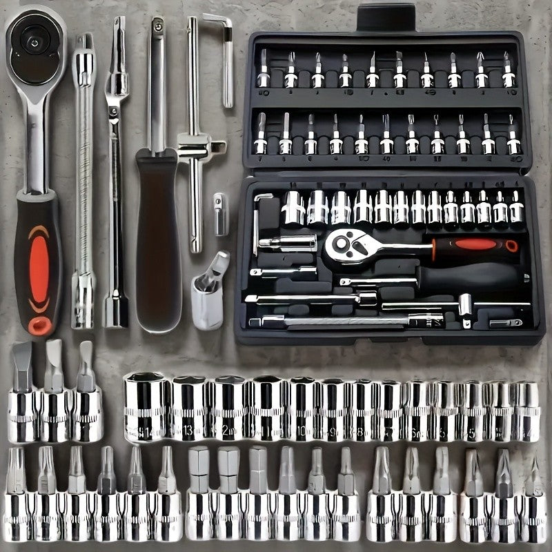 216-Piece Professional Socket Set - 1/2" 3/8" 1/4" Drive SAE & Metric, 72-Tooth Ratchet for Automotive & Home Repair