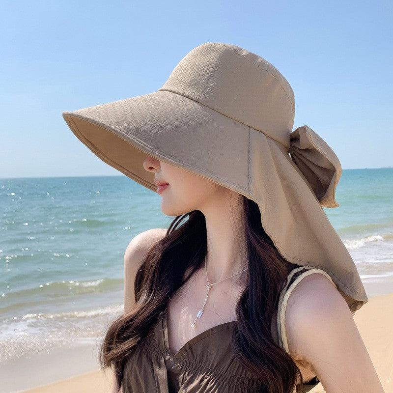 summer sun hat female sunscreen UV face protection neck protection outdoor cycling mountaineering beach large brim hat