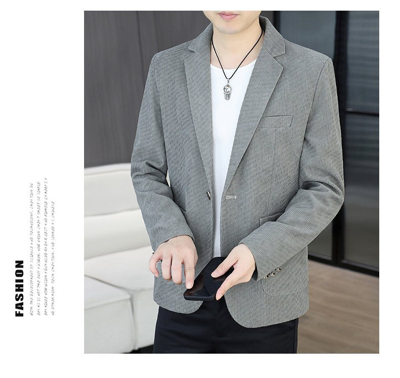 Blazer's New Men's Fashion Outdoor Travel Camping Youth Wedding Hosting Campus Slimming Casual Solid Color Korean Version Blazer