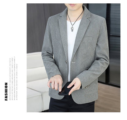 Blazer's New Men's Fashion Outdoor Travel Camping Youth Wedding Hosting Campus Slimming Casual Solid Color Korean Version Blazer