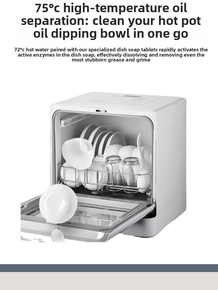 Desktop Household Dishwasher Plastic Intelligent Fully Automatic Disinfecting High Temperature 5 Sets Capacity 800W Electric