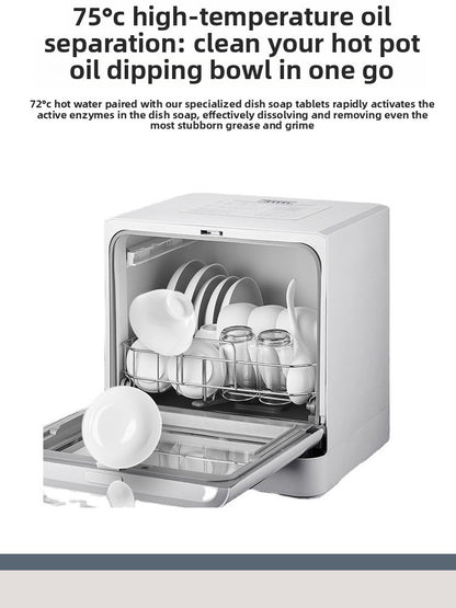 Desktop Household Dishwasher Plastic Intelligent Fully Automatic Disinfecting High Temperature 5 Sets Capacity 800W Electric