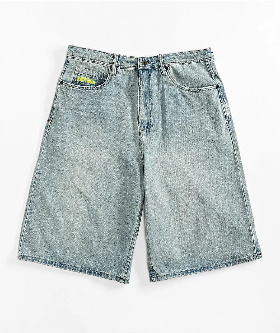 Empyre new gray denim skateboard shorts cartoon embroidery design loose jeans wide leg pants hip hop street Y2K couple pants