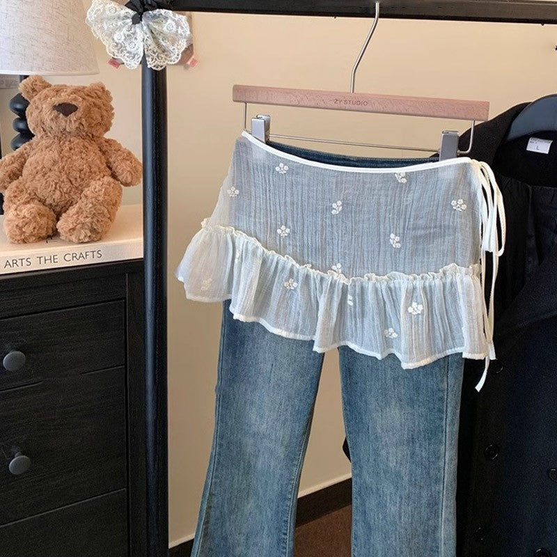 Y2K Trim Lace Up Short Fart Curtain Skirt Spring Layered Skirt INS Women Wrap Skirt Bandage Dress Apron Curtain Expansion Skirt