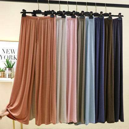 Plus size L to 6XL U-Neck Women's wide leg pants high waist Loose Long pant solid color Casual drapped trousers all match