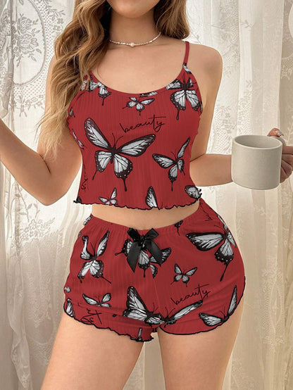 Casual Printed Pajamas For Women Two Pieces Sleepwear Women's Pajama Shorts Loungewear Sets Nightwear Female Home Suit Clothes
