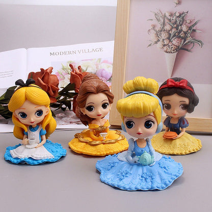 10cm Disney Q Posket Branca de Neve Sofia Alice Bela Sereia Aurora Princesas Bonecas Colecionáveis Modelo Brinquedos Decoração de Bolo