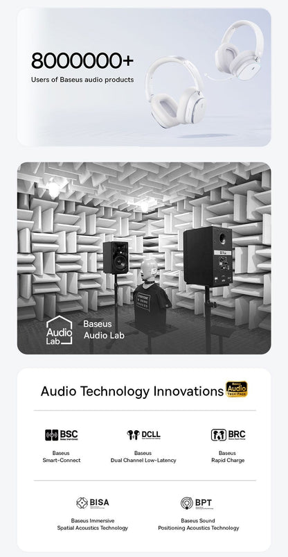 Baseus ANC Wireless Headphone Hi-Res LDAC Headset Bluetooth 5.4 BISA Pro Spatial Audio 50mm Driver Overhead Earphone Bowie 30Max