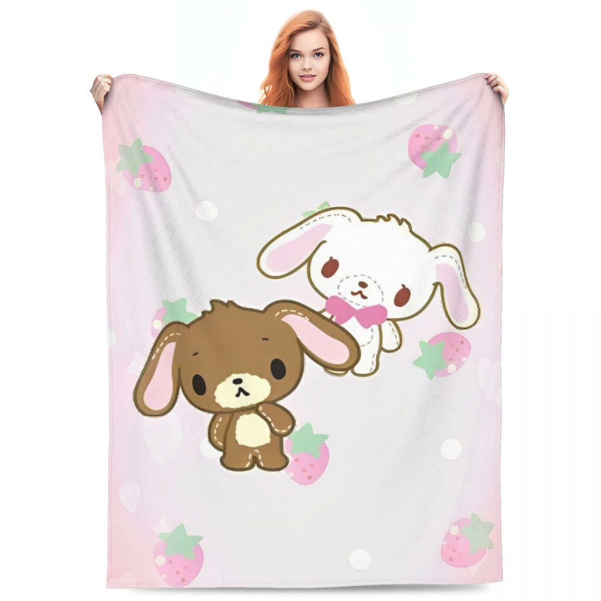 Sugarbunnies Sugar Rabbit Knitted Blanket Fleece Super Soft Throw Blankets for Outdoor Travel Bedroom Quilt