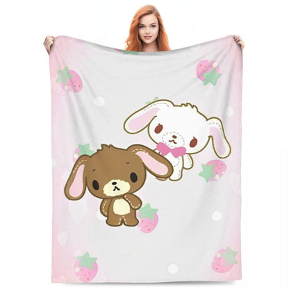 Sugarbunnies Sugar Rabbit Knitted Blanket Fleece Super Soft Throw Blankets for Outdoor Travel Bedroom Quilt
