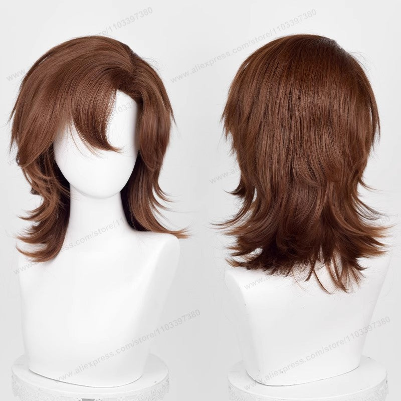 Anime 44cm Medium Basic Synthetic Side Part Hair Cosplay Wig Black White Red Silver Pink Blue Women Man Heat Resistant Hairs
