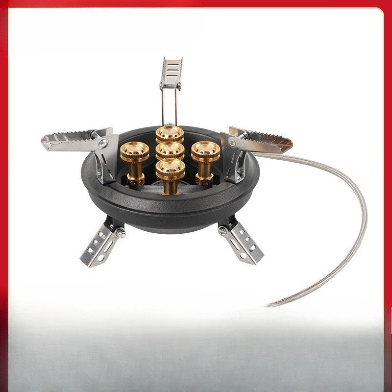 BRS-201A Five-core Fire Stove, Cassette Butane Liquefaction Portable High-power Gas Stove with Electronic Igniter Split Cooktops