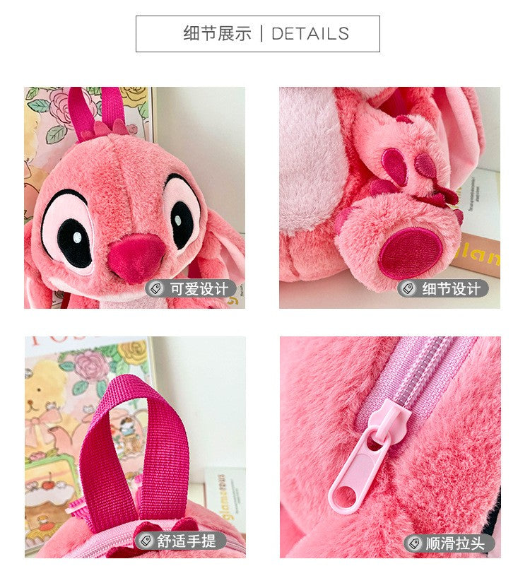 Kawaii Disney Stitch Bag Plush Backpack Bagpack Double Shoulder Crossbody Bag Storage Pouch Plushie Anime Toy Gift for Girls