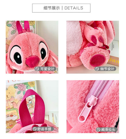 Kawaii Disney Stitch Bag Plush Backpack Bagpack Double Shoulder Crossbody Bag Storage Pouch Plushie Anime Toy Gift for Girls