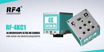 RF4 Microscópio Trinocular Estéreo Rotação 360° com Braço Articulado Suporte de Campo Amplo Câmera HDMI 4K Reparo de Solda de Placa PCB de Celular