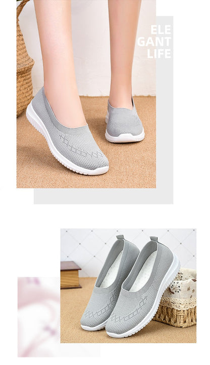 New Women's Shoes Soft Sole Cloth Shoes Large Women's Shoes Casual Mesh Shoes Sports Casual Women's Vulcanized Shoes Low Heels