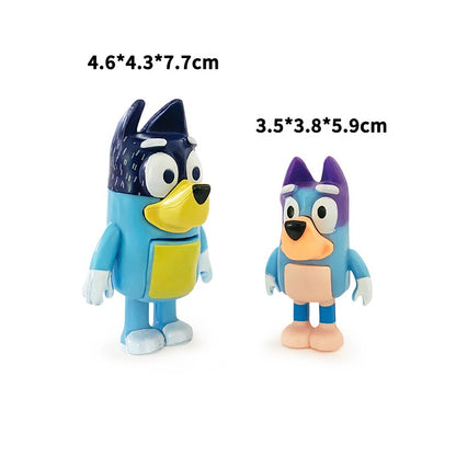 Bluey e Bingo Série Família Anime Modelo de Bonecos de Ação Desenhos Animados Mini Bonecos de PVC Enfeites Presente de Brinquedos de Decoração de Aniversário Infantil