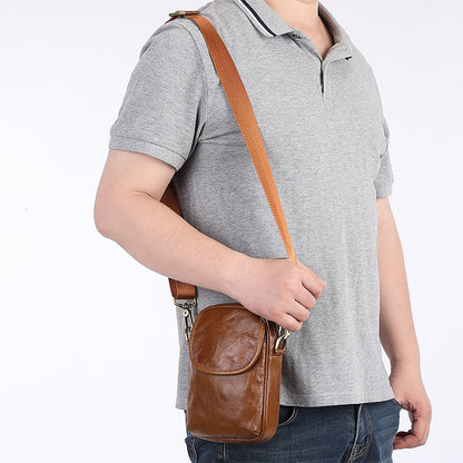 New Men's Cow Leather Crossbody Bag Man Shoulder Bag Casual Male Small Simple Bag For Men