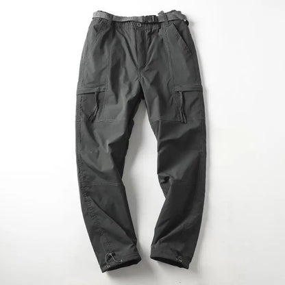 Calças Masculinas de Caminhada ao Ar Livre em Fleece Engrossado Corta-Vento Impermeável Soft Shell Reta Calças de Trabalho Resistentes ao Frio e Quentes