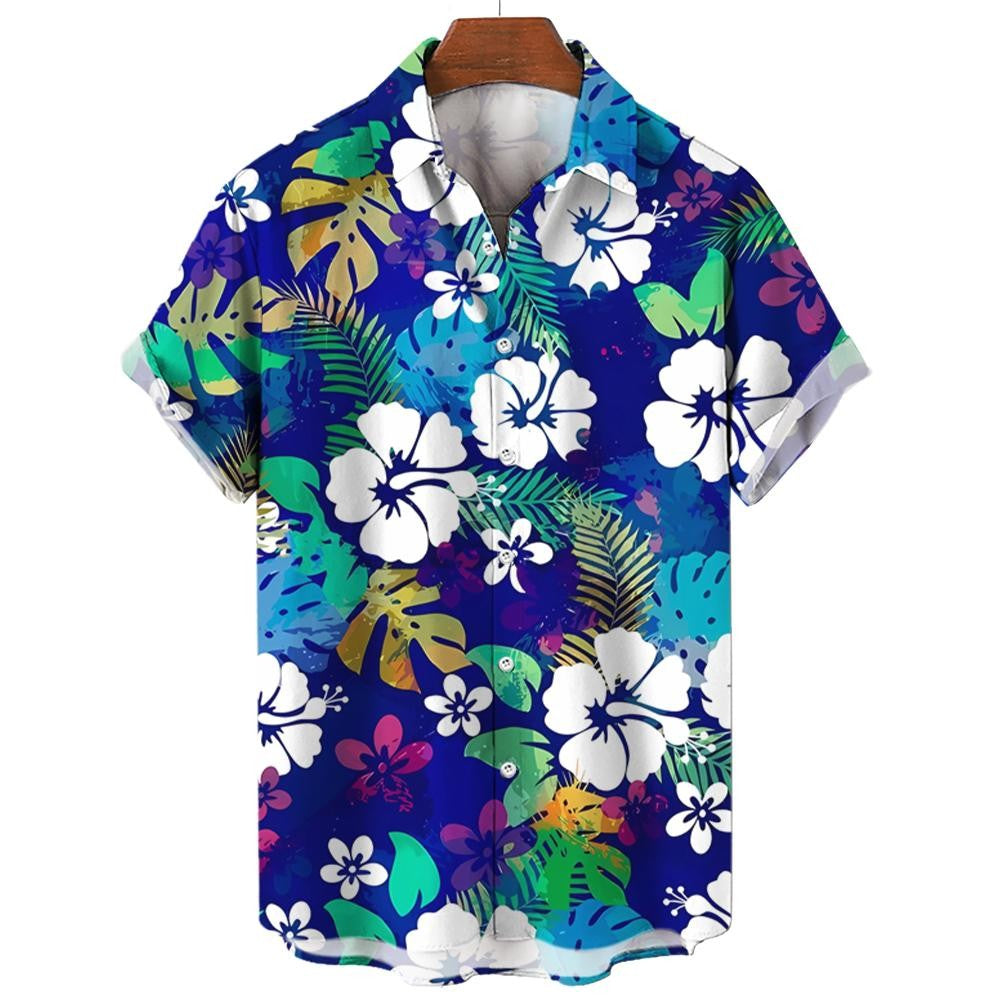 Men's Shirt Summer New Hawaiian Shirt Casual Shirt Beach Shirt Short Sleeve Flower Plant Lapel Hawaiian Holiday Clothing Apparel