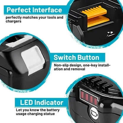 ??Bateria Recarregável Original Makita 6Ah*9Ah para Ferramentas Elétricas Makita 18V com LED Substituição Li-ion LXT BL1860 BL1850