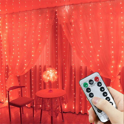 USB Curtain Lights - 8 Lighting Modes LED Fairy String Light for Christmas Halloween New Year Wedding Party Home Garden Decor