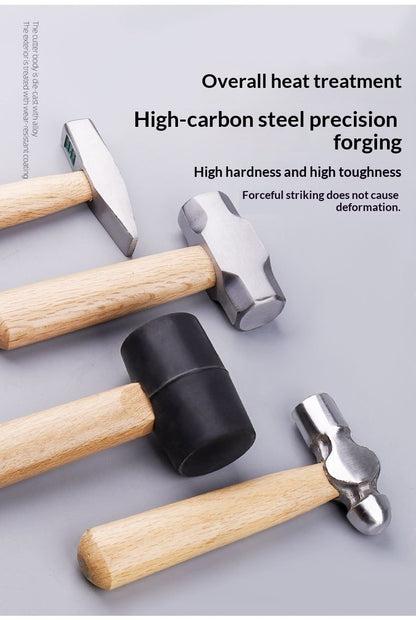 Mini Hammer High Carbon Steel Hammer Solid Wood Short Handle Octagonal or Round Head Hammer Small Manual Hardware Tool