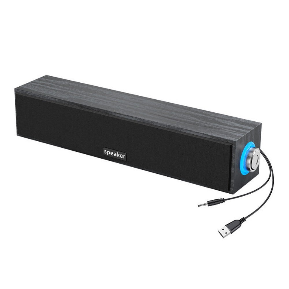 Nova Barra de Som de Madeira com Fio USB e Bluetooth Duplos para Notebook, Computador, Mesa, Graves Potentes
