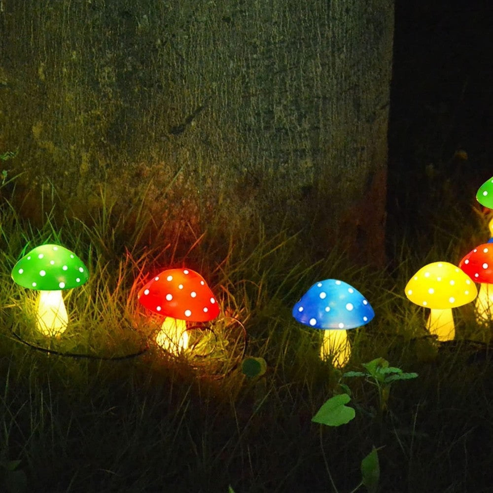 Solar Garden Decor Lights Crack Mushrooms Outdoor Decor Stake String Lights Waterproof Solar Pathway Lights Christmas Decoration