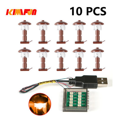 10PCS 0.8mm Pino RGB LED Blocos de Montar USB Lâmpada DIY Luz de Rua Cidade Decoração Elétrica 1X1 Tijolo Compatível com Todas as Marcas