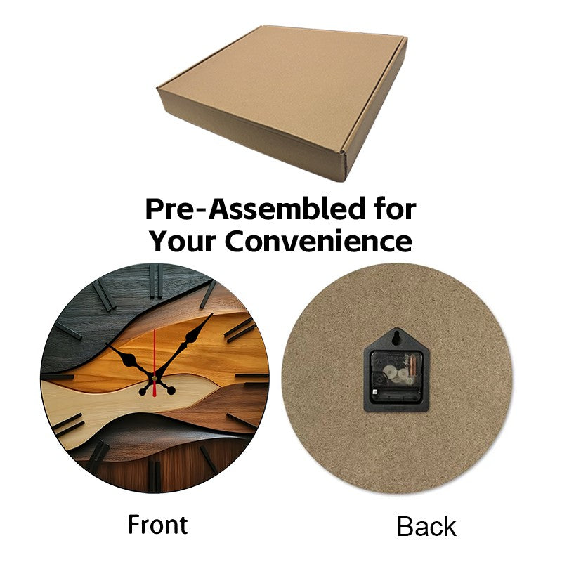 Nordic Style Wooden Round Silent Hanging Wall Clock, Suitable For Living Room, Office, Study Room, Bedroom, Home Decoration