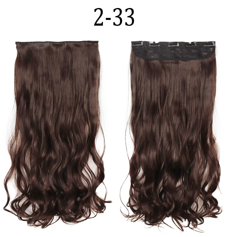 Apliques de Cabelo Sintético Liso Comprido de 5 Clipes 22'' Fibra de Alta Resistência ao Calor Preto Castanho Loiro
