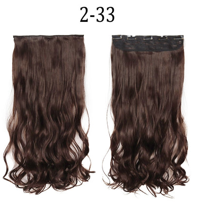 Apliques de Cabelo Sintético Liso Comprido de 5 Clipes 22'' Fibra de Alta Resistência ao Calor Preto Castanho Loiro